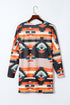 Western Inspired Geometric Print Open Front Cardigan