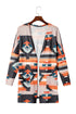 Western Inspired Geometric Print Open Front Cardigan