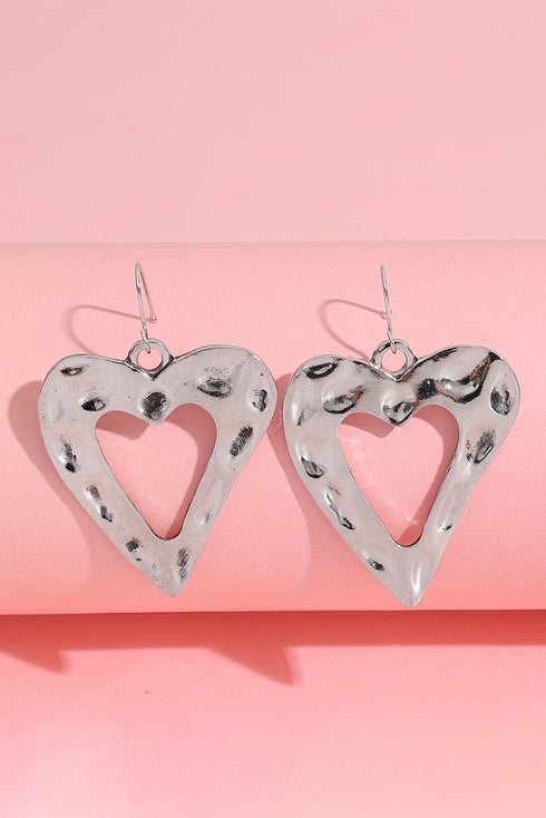 Western Inspired Hollowed Alloy Heart Statement Drop Earrings