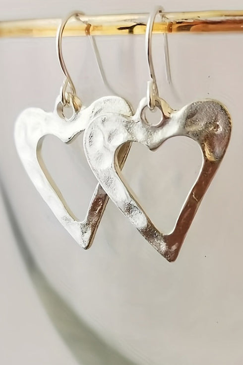 Western Inspired Hollowed Alloy Heart Statement Drop Earrings