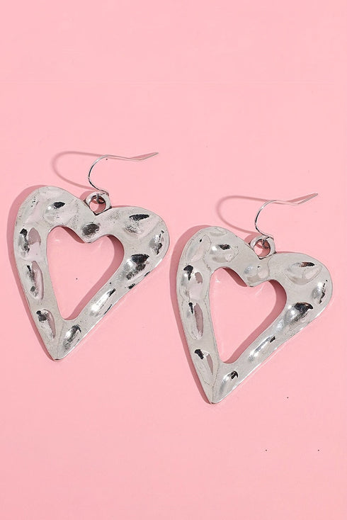 Western Inspired Hollowed Alloy Heart Statement Drop Earrings