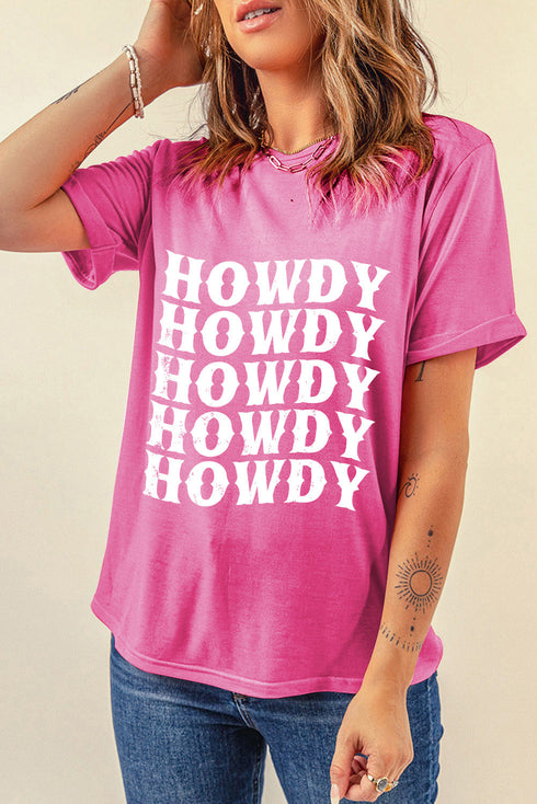 Western Inspired Howdy Graphic Print Short Sleeve Tee