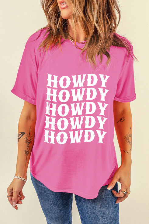Western Inspired Howdy Graphic Print Short Sleeve Tee