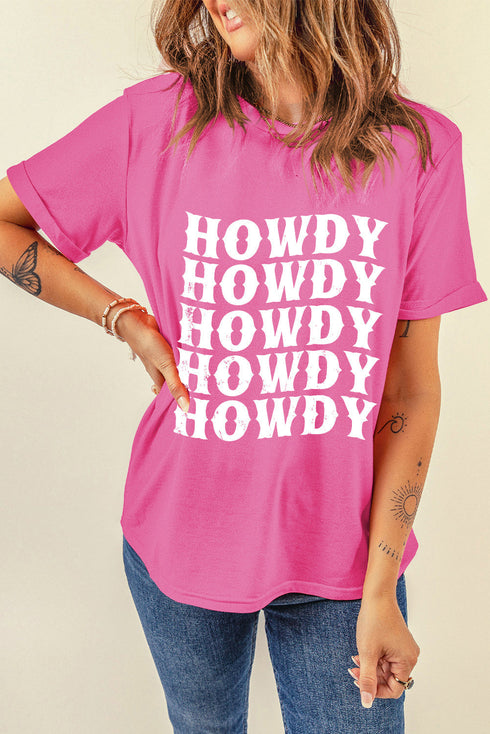 Western Inspired Howdy Graphic Print Short Sleeve Tee