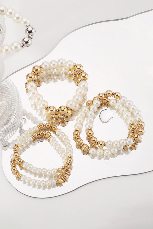 Western Inspired Pearl Beaded Plated Alloy Bracelet Set