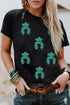 Western Inspired Sequin Squash Blossom Graphic Print T Shirt