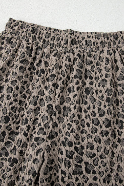 Western Jacquard Leopard Print Wide Leg Pant Set