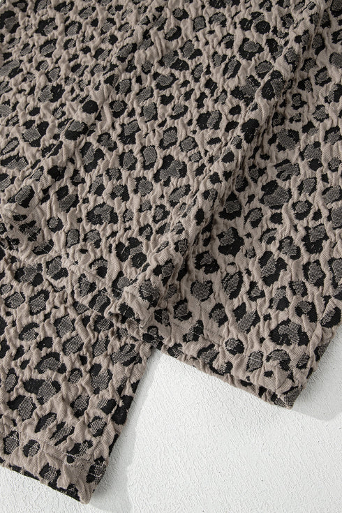 Western Jacquard Leopard Print Wide Leg Pant Set