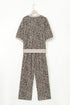 Western Jacquard Leopard Print Wide Leg Pant Set