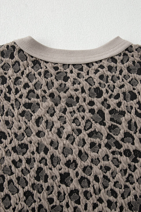 Western Jacquard Leopard Print Wide Leg Pant Set