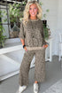 Western Jacquard Leopard Print Wide Leg Pant Set