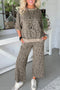 Western Jacquard Leopard Print Wide Leg Pant Set