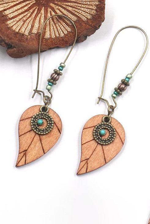Western Leaf Shape Stone Drop Earrings