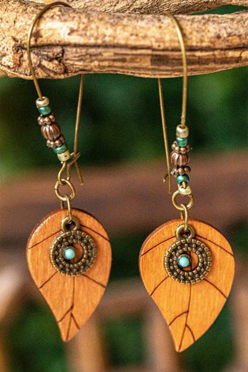 Western Leaf Shape Stone Drop Earrings