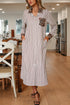 Western Leopard And Striped Patchwork Slit Maxi Dress