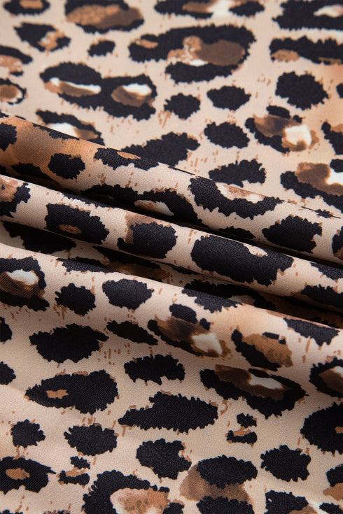 Western Leopard And Striped Patchwork Slit Maxi Dress