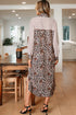 Western Leopard And Striped Patchwork Slit Maxi Dress