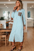 Western Leopard And Striped Patchwork Slit Maxi Dress