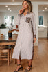 Western Leopard And Striped Patchwork Slit Maxi Dress