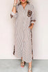 Western Leopard And Striped Patchwork Slit Maxi Dress