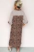 Western Leopard And Striped Patchwork Slit Maxi Dress