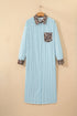 Western Leopard And Striped Patchwork Slit Maxi Dress