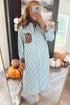 Western Leopard And Striped Patchwork Slit Maxi Dress