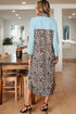Western Leopard And Striped Patchwork Slit Maxi Dress