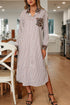 Western Leopard And Striped Patchwork Slit Maxi Dress