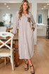 Western Leopard And Striped Patchwork Slit Maxi Dress