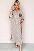 Western Leopard And Striped Patchwork Slit Maxi Dress