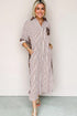Western Leopard And Striped Patchwork Slit Maxi Dress