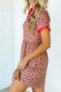Western Leopard Color Block Contrast Trim A Line Mini Dress