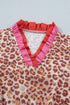 Western Leopard Color Block Contrast Trim A Line Mini Dress