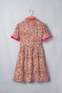 Western Leopard Color Block Contrast Trim A Line Mini Dress