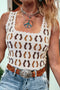 Western Leopard Horseshoe Scalloped Square Neck Sweater Vest