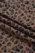 Western Leopard Jacquard Patchwork Half Zip Short Sleeve Blouse