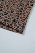 Western Leopard Jacquard Patchwork Half Zip Short Sleeve Blouse