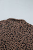 Western Leopard Jacquard Patchwork Half Zip Short Sleeve Blouse
