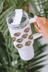 Western Leopard Lips Print Alloy Handle Tumbler