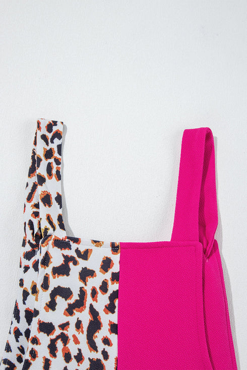 Western Leopard Patchwork Graphic Sleeveless Romper