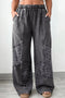 Western Leopard Patchwork Washed Wide Leg Plus Size Bottoms