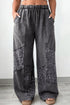 Western Leopard Patchwork Washed Wide Leg Plus Size Bottoms