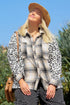 Western Leopard Plaid Patchwork Button Up Plus Size Outerwear