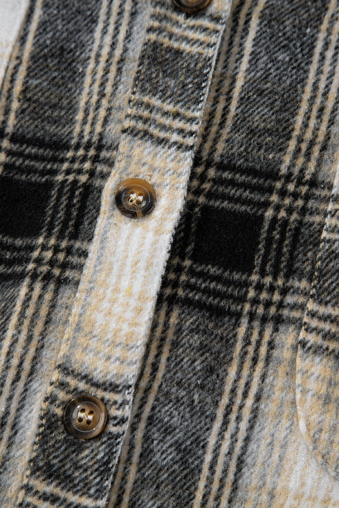 Western Leopard Plaid Patchwork Button Up Plus Size Outerwear