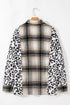 Western Leopard Plaid Patchwork Button Up Plus Size Outerwear