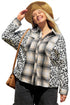 Western Leopard Plaid Patchwork Button Up Plus Size Outerwear