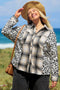 Western Leopard Plaid Patchwork Button Up Plus Size Outerwear