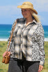 Western Leopard Plaid Patchwork Button Up Plus Size Outerwear