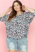 Western Leopard Print Batwing Sleeve Plus Size Top